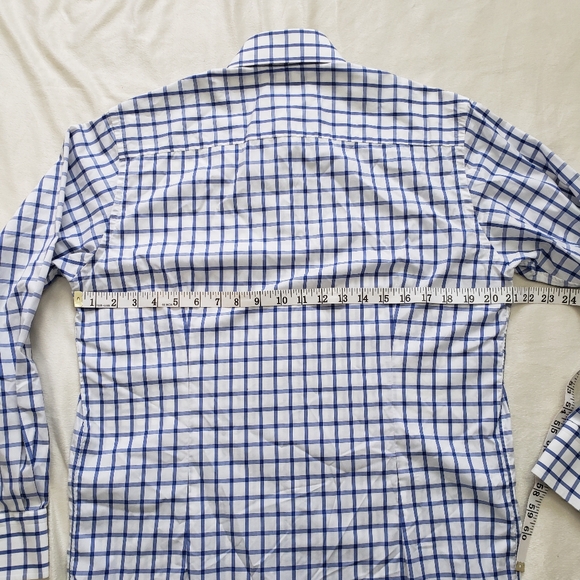 Eton Contemporary Dress Shirt White Blue Windowpane Plaid Button Up 15.5 39 - Picture 8 of 10